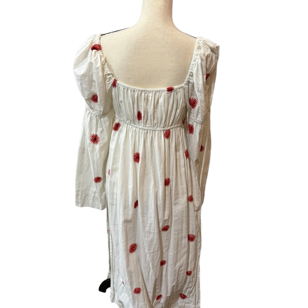 Free People Emory Embroidered Linen Midi Maxi Dress Ivory Boho – Size Medium - Picture 7 of 10